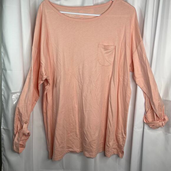 Talbots knit tee shirt t-shirt tunic peach orange plus size xxl 2x roll tab slee - Picture 11 of 16